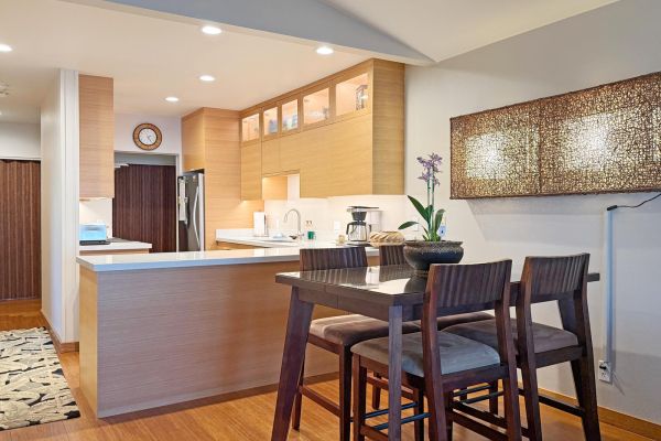 new kitchen and open dining area
