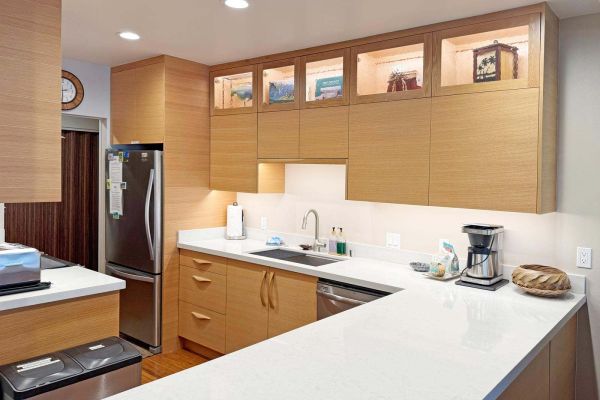 well-lit new custom kitchen