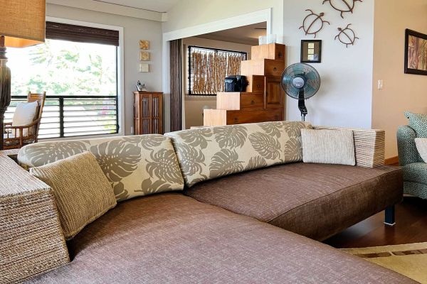 large sectional couch with chaise lounge for movie watching