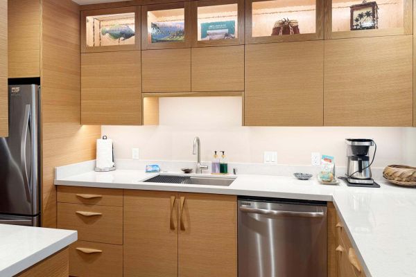 well-lit new custom kitchen